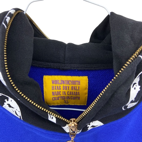 WORLD WIDE YOUTH Hoodie Sweatshirt, Full Zip Hood Blue - Picture 11 of 11